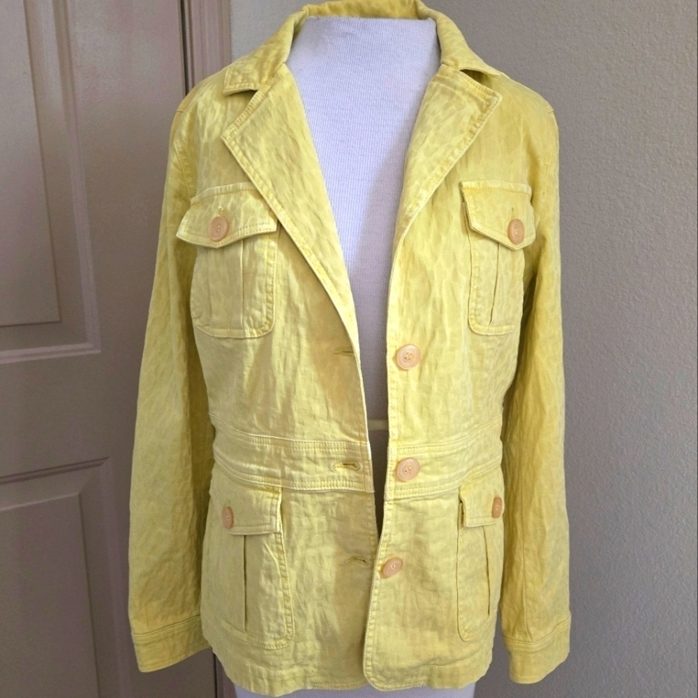 Eva & Claudi soft denim yellow jacket button up size 38 US 6